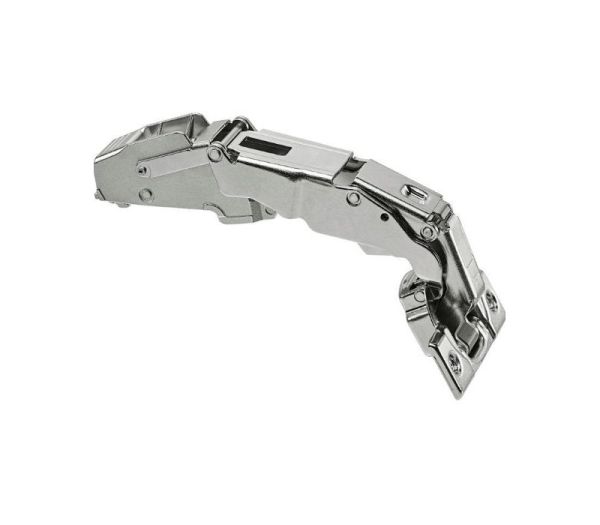 BLUM CLIP felső szélesszögű zsanér 155°, hajlított 9,5 mm, rugóval, csavarokkal