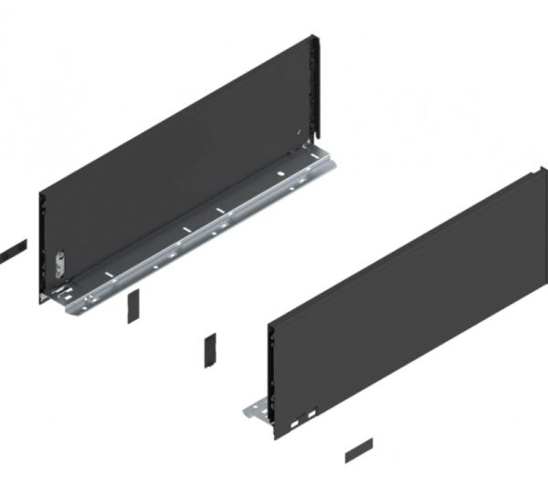 BLUM LEGRABOX tiszta oldalmagasság C, md 400 mm, acél terra fekete - matt